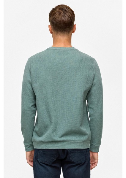 O Yaka Waffle Erkek Sweat SW2013700005 Haki fırsatları