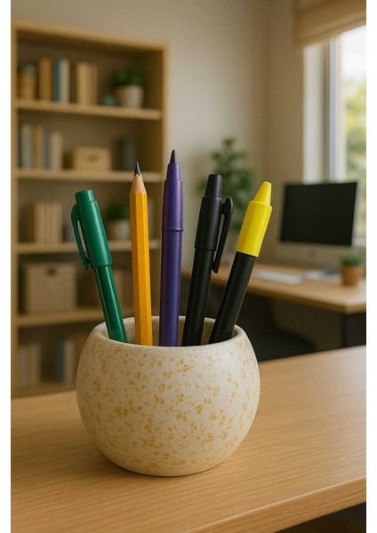 2'li Handmade El Yapımı Dekoratif Saksı Seti - Gold Simli Çok Amaçlı Kalemlik Takı Sukulent Obje 8cm