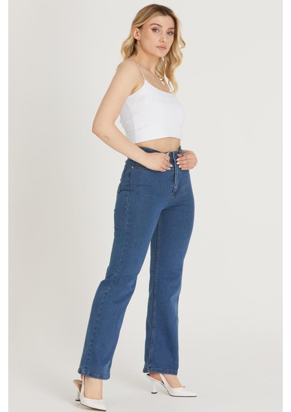 Yüksek Bel Palazzo Pantolon 1232 Açık Mavi