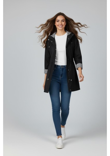 Kapüşonlu Trenç M4452 Siyah modelleri