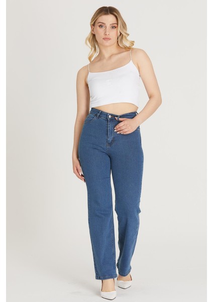 Yüksek Bel Palazzo Pantolon 1232 Açık Mavi