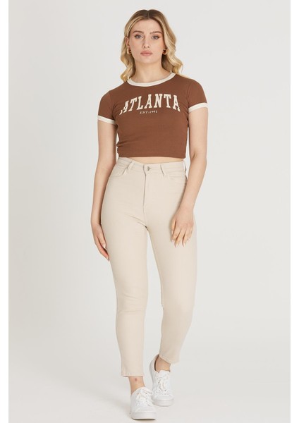 Yüksek Bel Skinny Pantolon M1213 Bej