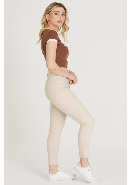 Yüksek Bel Skinny Pantolon M1213 Bej fiyatları