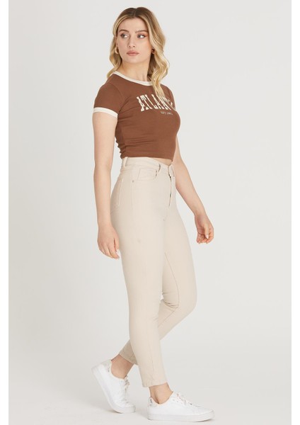 Yüksek Bel Skinny Pantolon M1213 Bej modelleri