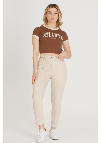 Yüksek Bel Skinny Pantolon M1213 Bej fırsatları