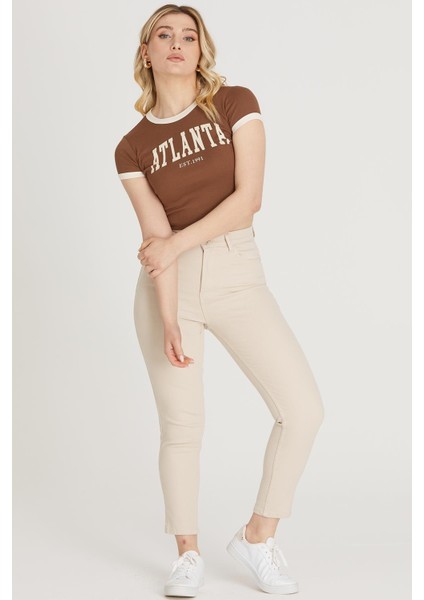 Yüksek Bel Skinny Pantolon M1213 Bej indirimleri