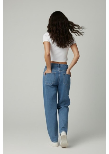 Kadın Yüksek Bel Baggy Pantolon M1447 Kar Yıkama fırsatları