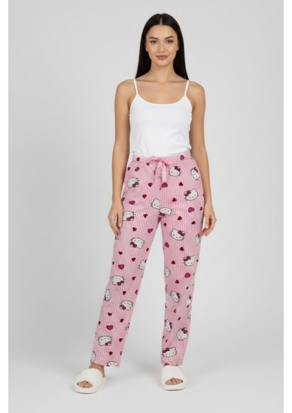 Kadın Pembe Karakter Desenli Pijama Altı M4533K26 Pembe