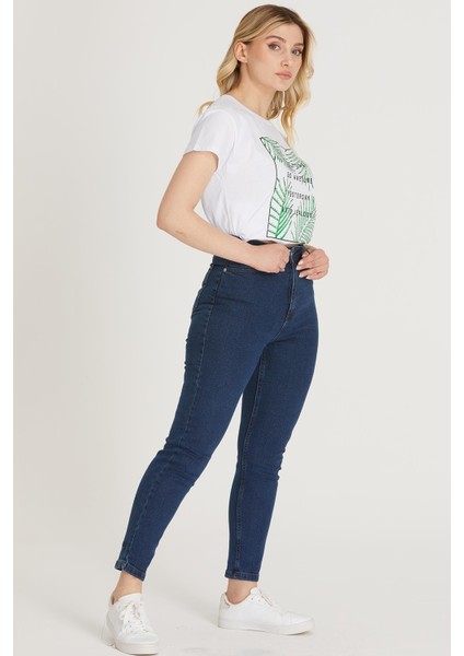 Yüksek Bel Skinny Pantolon M1213 Koyu Mavi fırsatları
