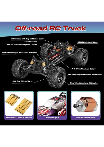 80 Km/h Hız Yapan Süspansiyonlu Profesyonel Kumandalı Arazi Aracı Rock Crawler Servo Motor 46 Cm.
