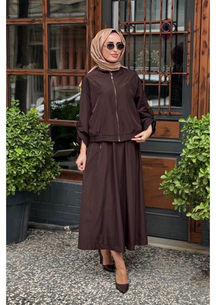 Nurcan Çetin Etekli Takım 25544 Kahve