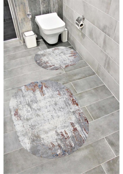 Su Emici Yumuşak Kaymaz Taban Sünger Dolgulu Yıkanabilir Dekoratif Banyo Paspası TAKIMI-1228