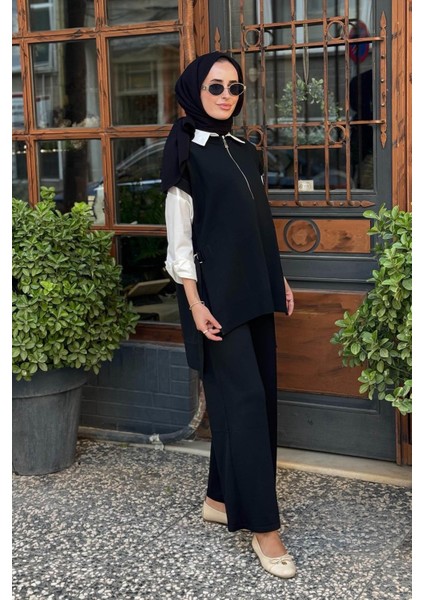 Nurcan Çetin Süveter Pantolon Triko Takım NR142 Siyah fiyatları