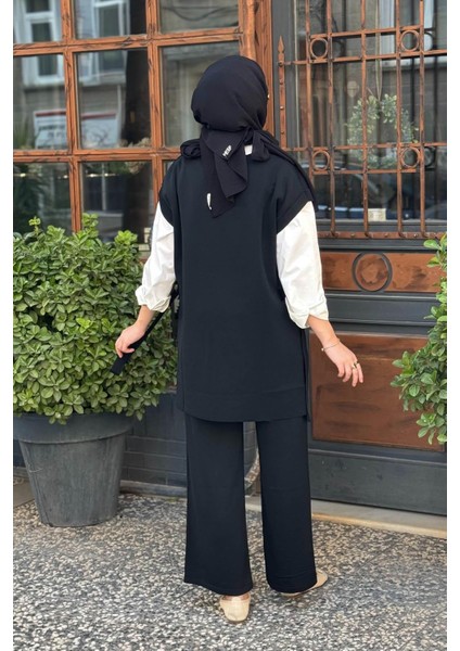 Nurcan Çetin Süveter Pantolon Triko Takım NR142 Siyah fırsatları