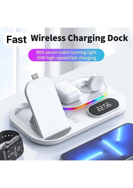 Özellikli Cihazlar Için Kullanışlı 4'ü 1 Arada Hızlı Kablosuz Şarj Ünitesi Kulaklıklar LED Işıklı Kablosuz Şarj Cihazı fiyatları