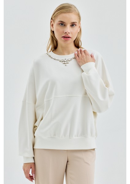 Kadın Oversize Yuvarlak Yakalı Scuba Sweatshirt fırsatları