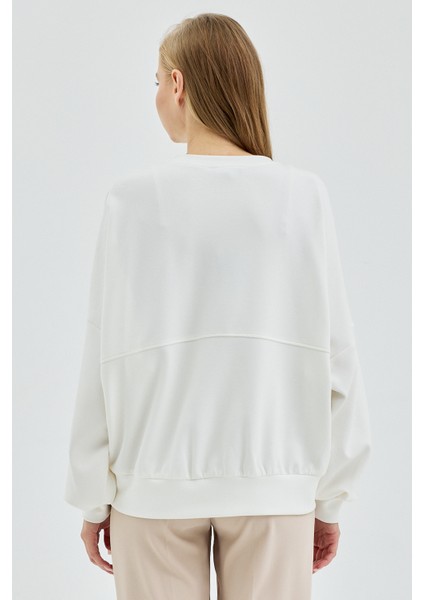 Kadın Oversize Yuvarlak Yakalı Scuba Sweatshirt