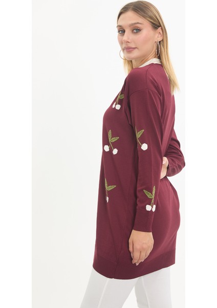 Kiraz Desenli Merserize Triko Hırka fiyatları