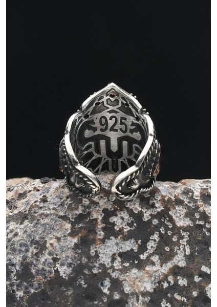 La Galibe Illallah ve Nas ve Felak ve Ihlas Sureleri Yazlı Mineli Ayarlanabilir Zihgir 925 Ayar Gümüş Erkek Yüzük 902341 modelleri