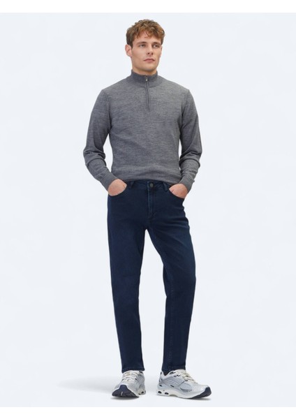 Lacivert Slim Fit Denim Pamuk Karışımlı Pantolon