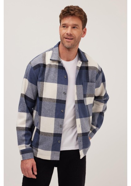 Erkek Relax Fit Rahat Kesim Spor Yaka Kareli Flotalı Cep Kışlık Gömlek indirimleri