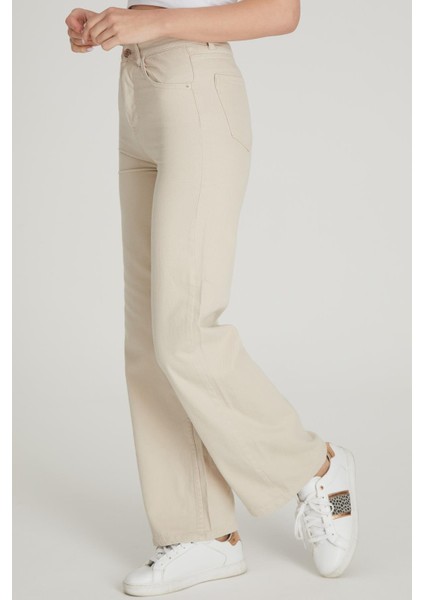 Yüksek Bel Palazzo Pantolon 1232 Bej fırsatları
