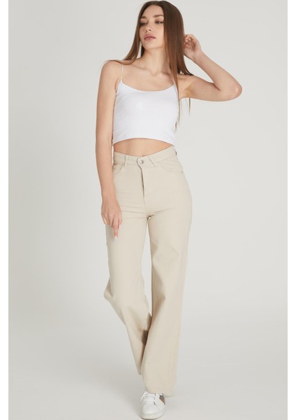 Yüksek Bel Palazzo Pantolon 1232 Bej indirimleri