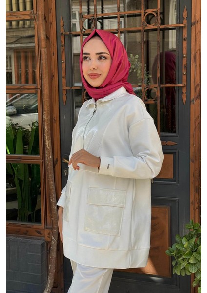 Rugan Detaylı Dik Yaka Tunik MB21.310 Ekru modelleri