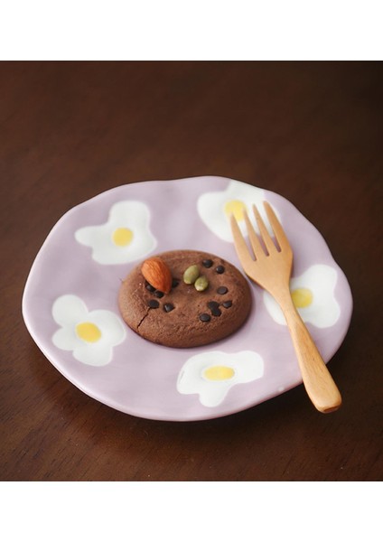 Mor Papatya Desenli Seramik Kupa & Tabak Seti modelleri