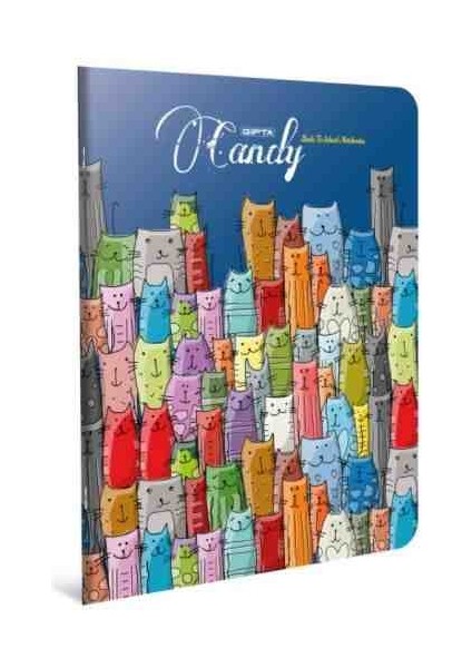 Kedi Desenli A4 60 Yaprak Pp Kapak Kareli Dikişli Defter