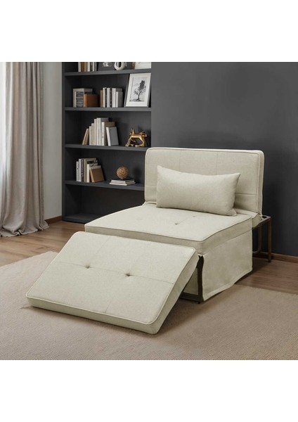 Cube Katlanır Yataklı Puf - Vizon 96X189X42.5 / 96X168X92.5 cm