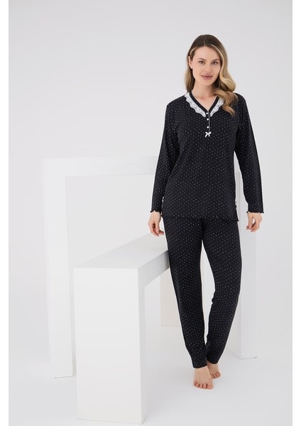 Viskon Puantiyeli V Yaka Pijama