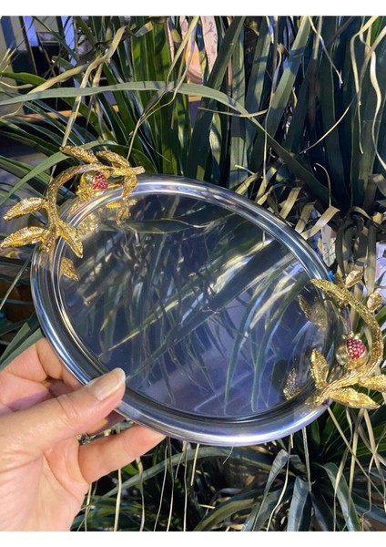 Narlı Metal Yuvarlak Sunum Tepsisi