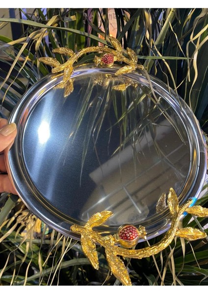 Narlı Metal Yuvarlak Sunum Tepsisi fiyatları