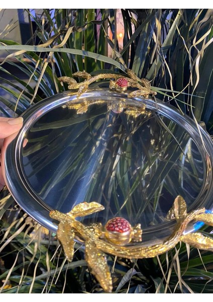 Narlı Metal Yuvarlak Sunum Tepsisi modelleri