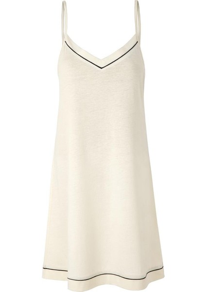 Modal Askılı Biyeli Gecelik / Krem