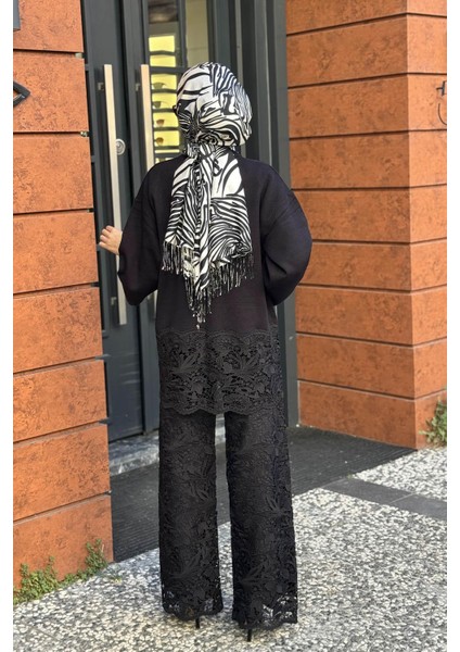 Dantel Detay Pantolonlu Takım 25W4025 Siyah fırsatları