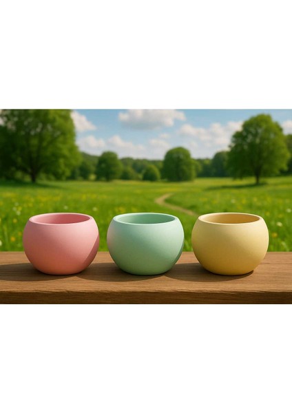 4'lü El Yapımı Renkli Dekoratif Saksı - Handmade Taş Tozu Mumluk Kalemlik Sukulent Seti Mini Vazo fiyatları