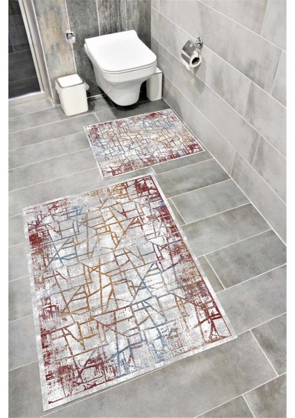 Su Emici Yumuşak Kaymaz Taban Sünger Dolgulu Yıkanabilir Dekoratif Banyo Paspası TAKIMI-1171