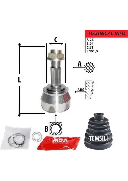 70800 Ön Aks Kafası Dış Sağ Veya Sol