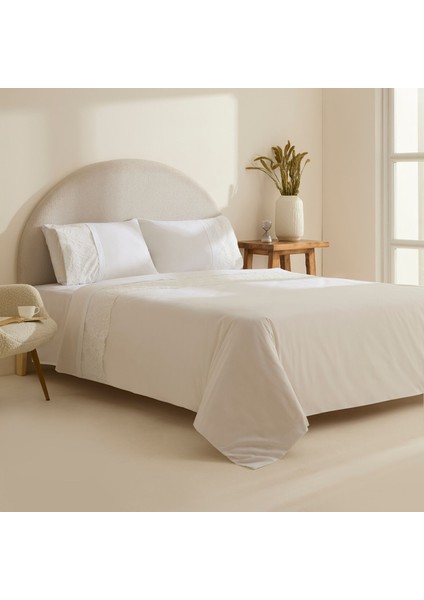 Elaria Dantelli Çift Kişilik Nevresim Takımı Beyaz