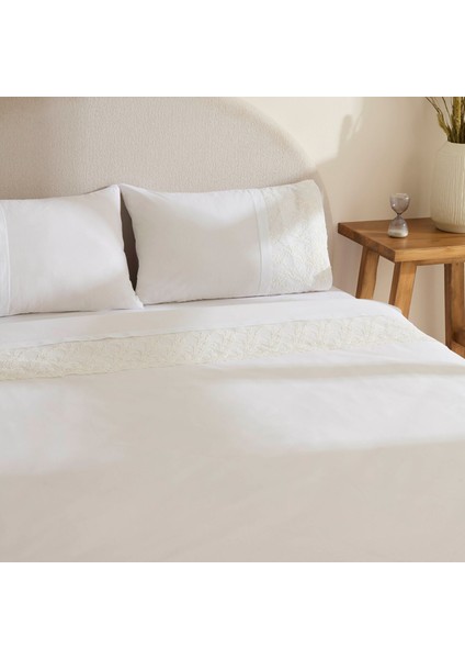 Elaria Dantelli Çift Kişilik Nevresim Takımı Beyaz fırsatları