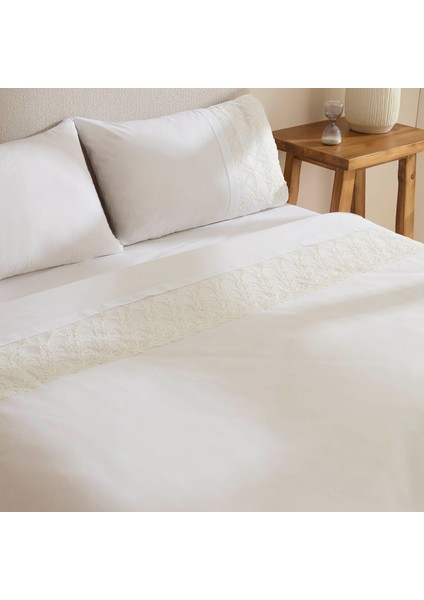 Elaria Dantelli Çift Kişilik Nevresim Takımı Beyaz indirimleri