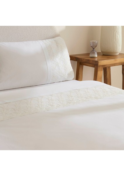Elaria Dantelli Çift Kişilik Nevresim Takımı Beyaz