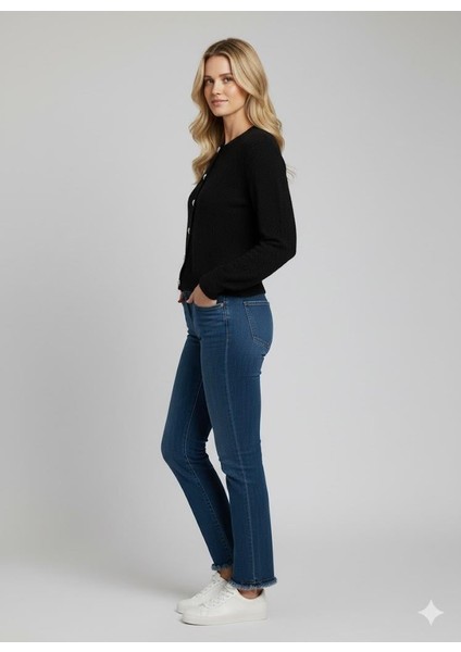 Kadın Düğmeli Yumuşak Triko Hırka M7361K26 Siyah modelleri