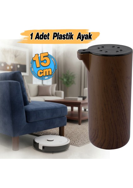 Plastik Terra Kubik Kestane Kahvesi 15 cm Mobilya Kanepe Koltuk Yatak Baza Yükseltme Ayağı Ayakları