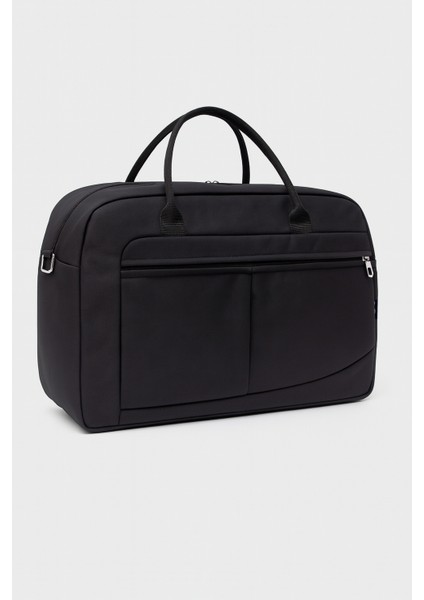 Büyük Boy Siyah Unisex Önü Cepli Ayarlanabilir Omuz Askılı Spor Fitness El ve Seyahat Çantası -00803