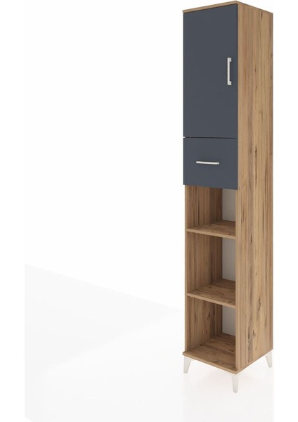 Hyperion Dolap 5 Raflı Tek Çekmeceli Tek Kapaklı 44X44X243 Çam-Antrasit modelleri