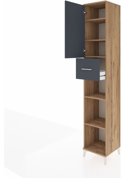 Hyperion Dolap 5 Raflı Tek Çekmeceli Tek Kapaklı 44X44X243 Çam-Antrasit fırsatları
