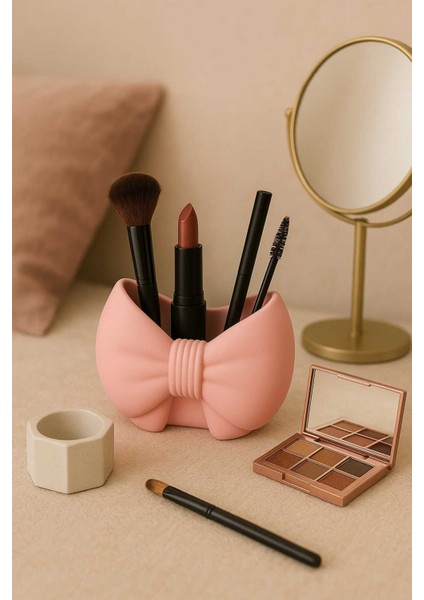 3'lü Set El Yapımı Dekoratif Saksı - Handmade Taş Tozu Kurdele Tasarım Mumluk Kalemlik Sukulent Obje modelleri